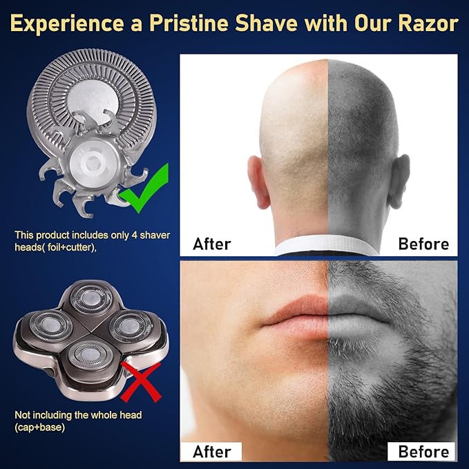4pcs Shaver Replacement Blades for Skull Shaver Pitbull Caver PRO Series,Replacement Heads Compatible with Skull Shaver Pitbull Gold/Silver/Platinum/Diamond Pro Shaver and Palm Shaver