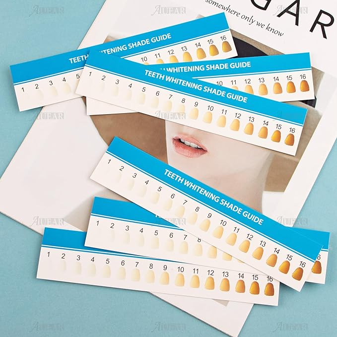 AUEAR, 20 Pack Teeth Shade Guide Whitening Chart Tooth Color Cards White