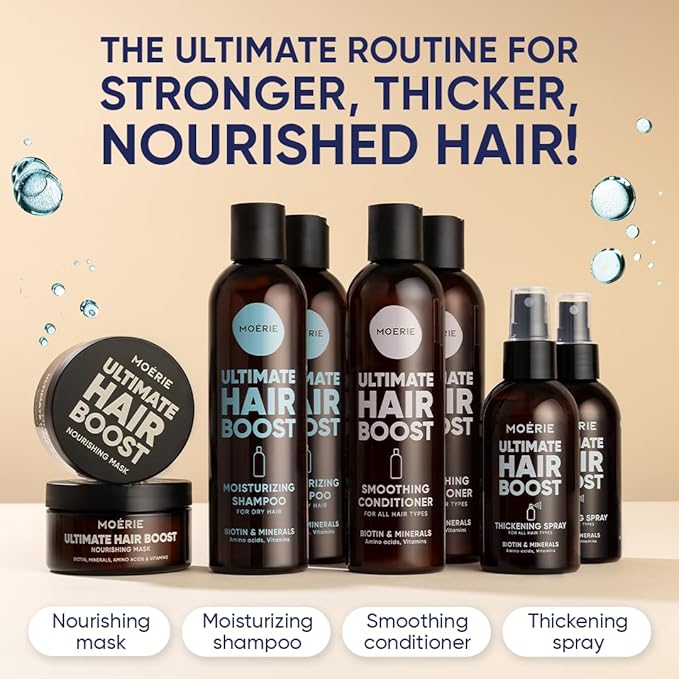 Moerie Ultimate Hair Growth Shampoo & Conditioner Set – Longer, Thicker, Fuller Hair – Vegan, Volumizing, Paraben & Silicone Free – Moisturizing for All Hair Types – 2 x 8.45 fl oz (250ml)