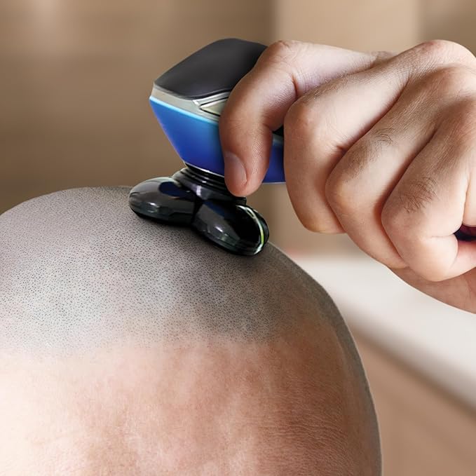 Signature Series Rechargeable Wet and Dry Rotary Head Shaver with Stainless Steel Blades, Cleansing/Buffing Brush and LCD Screen