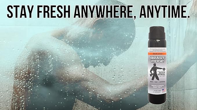 Post Exercise Body Spray to Break Down Body Odor & Sweat at the Molecular Level, Leaving You Smelling Fresh– Cologne Inspired For Post Gym Hygiene – Freshen Skin, Hair and Clothing 3.5 oz (Dedication)