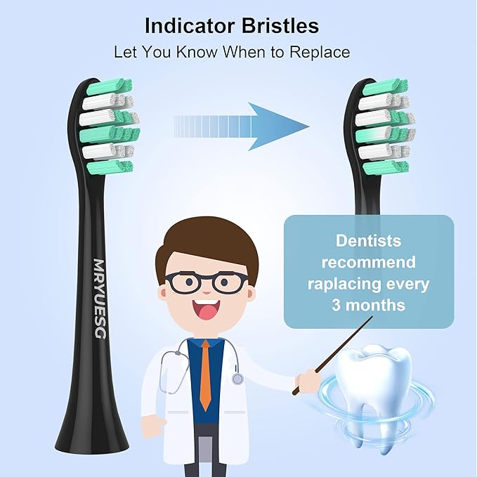 MRYUESG Replacement Heads Compatible with Philips Sonicare 10 Pack, Electric Tooth-Brush Head for Phillips, Black