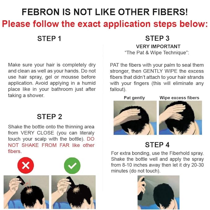 FEBRON Hair Fibers For Thinning Hair GRAY For Women & Men Hair Loss Concealer Hair Powder Volumizing Based 100% Undetectable & Natural - Bald Spots Filler (30 Gram, Gray)