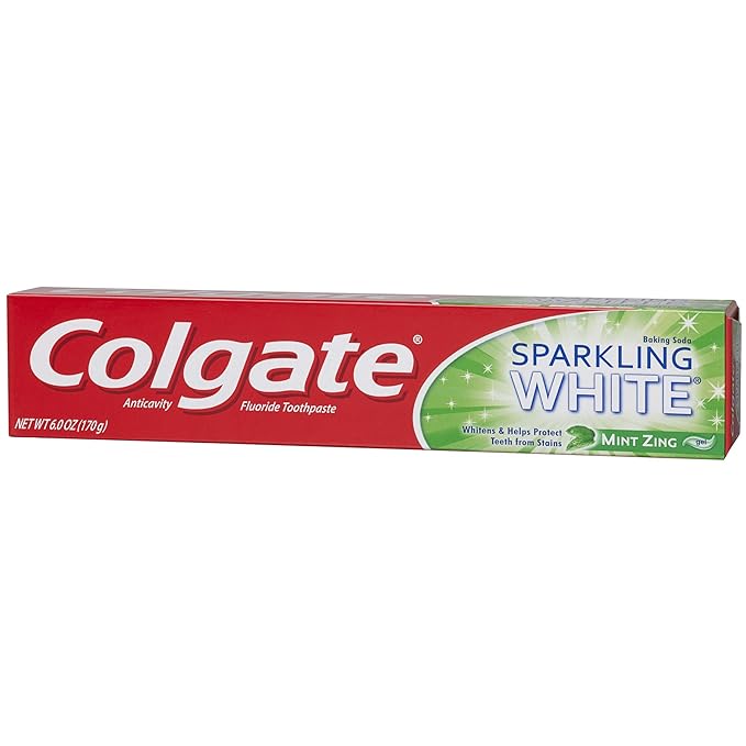 Colgate Sparkling White Whitening Toothpaste, Mint - 6 ounce (6 Pack)