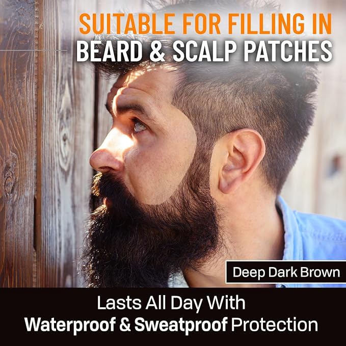 Beard Pen Filler for Men - Barber Styling Grooming Pencil - Waterproof, Sweat Proof, Long Lasting Solution with Natural Finish - Cover Beard and Scalp Patches in Seconds - Deep Dark Brown 5 Pack