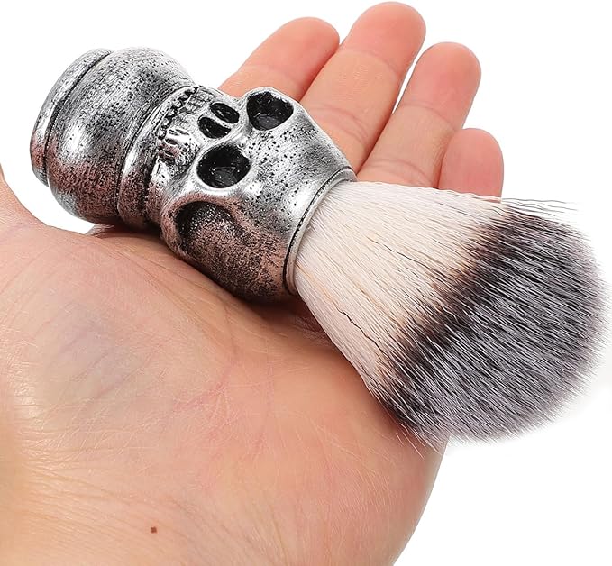Shaving Bowl and Brush Kit, Skull Design Shaving Bowl Wide Mouth Shaving Kit Stainless Steel Beard Brush Shaving Tools For Men Women