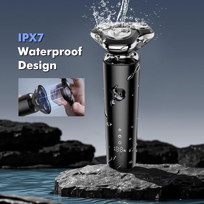 Electric Razor for Men, 2025 Magnetic Electric Shavers, IPX7 Waterproof Wet/Dry Mens Shaver, Smart LED Display & All-in-One Charging Base with Trimmers