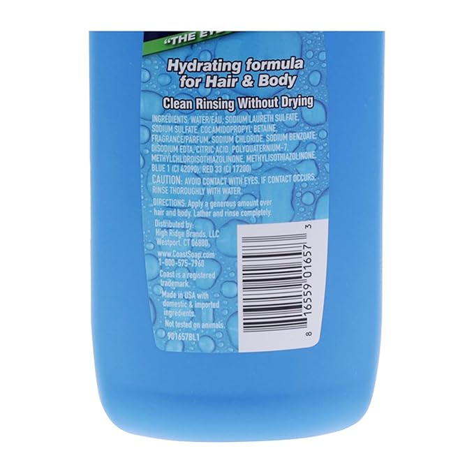 Coast 2-in-1 Hair and Body Wash - Rich Foamy Lather - Clean Rinsing Formula without Drying Out Skin - Dual Action - No Parabens or Phthalates - 18 oz