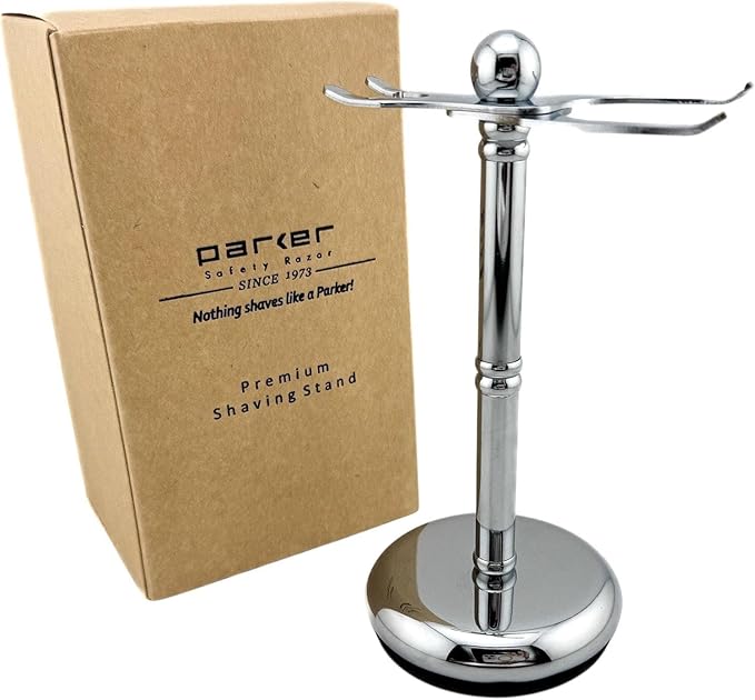 Parker Safety Razor, The Adjust-O-Stand, Adjustable Safety Razor & Shave Brush Stand, Simple to Customize to fit Any Size Shave Brush - PATENT PENDING