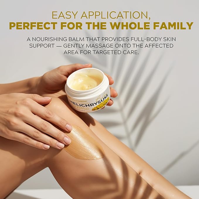 Helichrysum Essential Oil Balm - Helichrysum Italicum Cream for Veins Bruises Aches Pains & Skin Healing - Full Body Hydration Multipurpose Salve for Bruising & Wrinkles