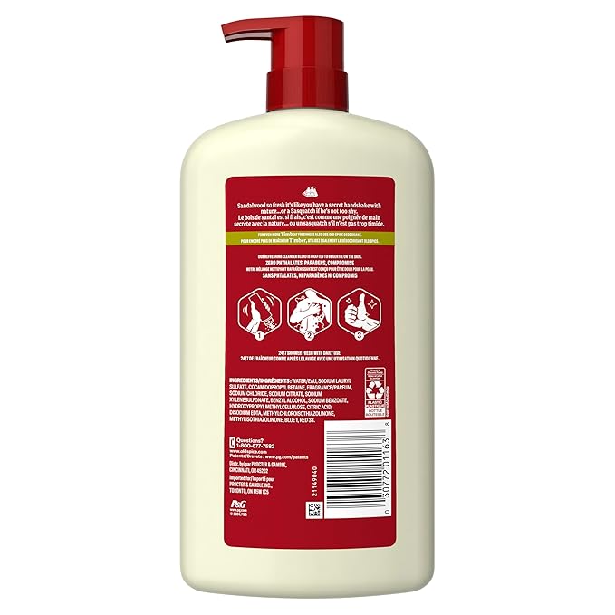 Old Spice Cleansing Body Wash for Men, 24/7 Shower Fresh with Lasting Scent, Cleanse & Refresh, Gentle on Skin, Vitamin B3, Timber with Sandalwood + Cypress Scent, 30 oz (Pack of 4)