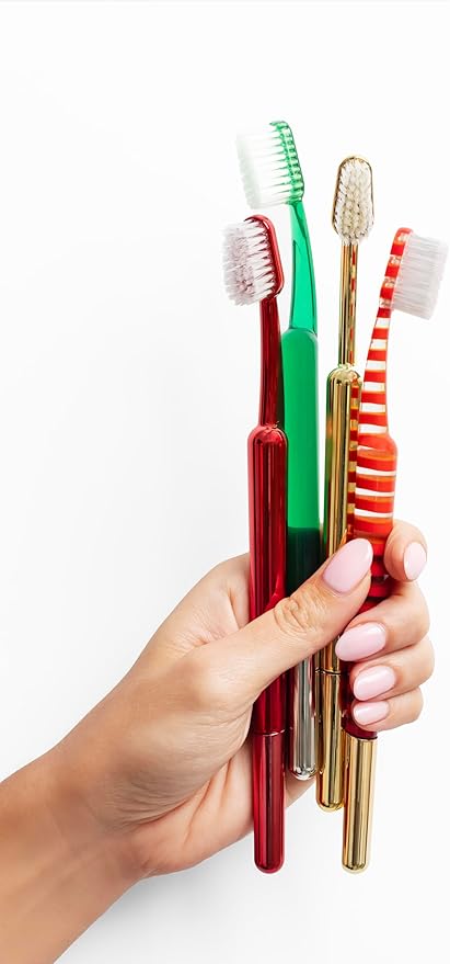 TRASK The Better Brush - Luxury Soft Bristle Dentist Designed Manual Toothbrush for Adults, Gold Rush