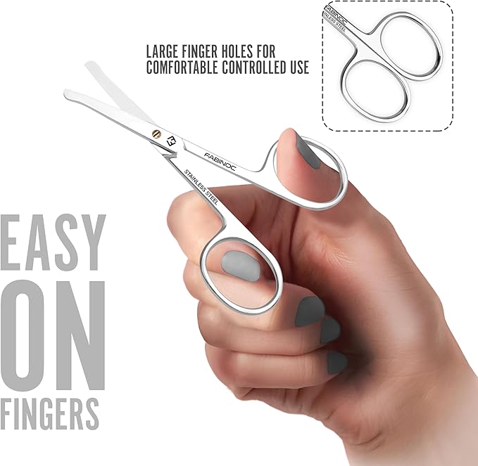 Nose Hair Scissors for Men & Mustache Scissors with Round Tip – Professional Eyebrow Scissors for Safe Facial Hair Grooming and Trimming (Nose-Straight)
