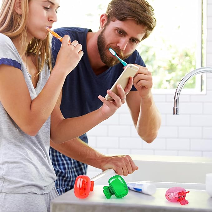6 Pack Toothbrush Covers Portable Toothbrush Protector Coverings Clips Tooth Brush Storage Head Cover Cap for Kids Bathroom Home Travel Tooth Brush Case
