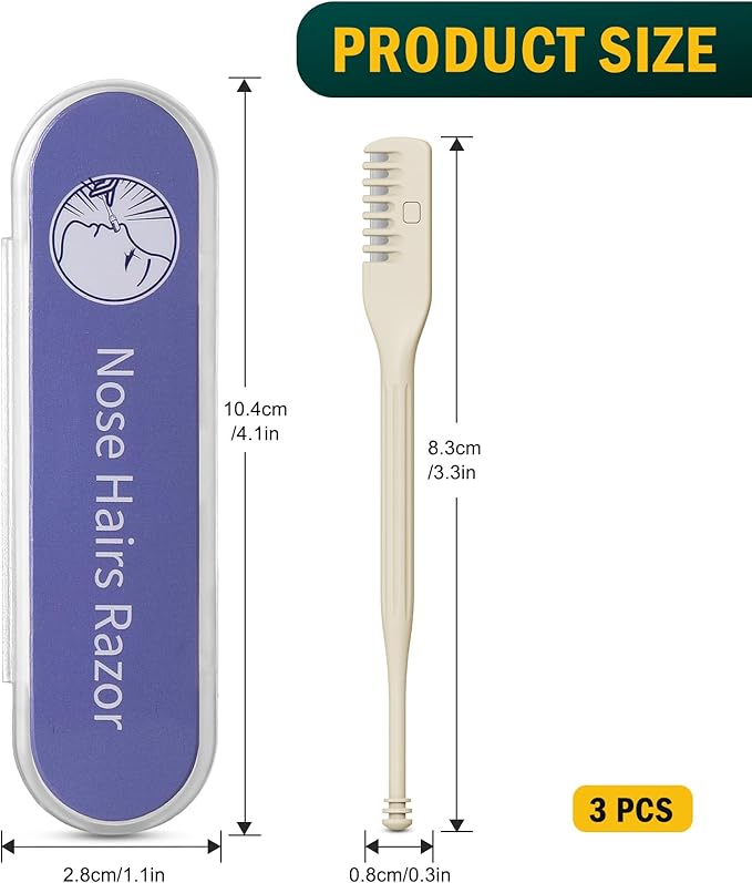 FVION Manual Nose Hair Trimmer (Pack of 3) - Rotating Nasal Hair Cutter with Ear Picker for Women and Men - Portable Nostril Hair Remover Tools