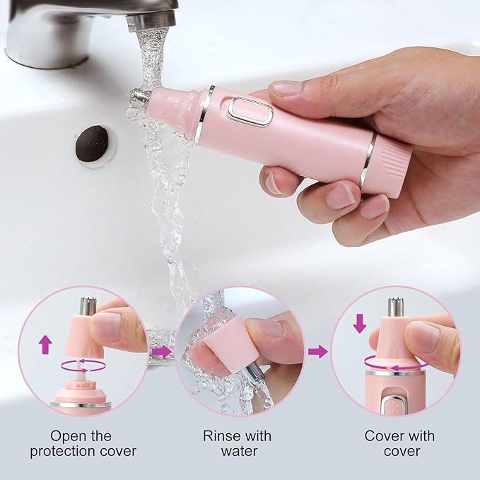 AREYZIN Nose Hair Trimmer for Women-2025 Professional Painless Eyebrow Trimmer and Nose Trimmer Facial Hair Removal Nasal Hair Clippers Professional, Easy to Clean, Dual-Edge Blade,Pink