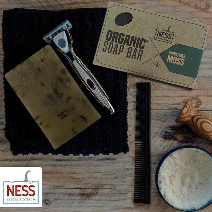 Ness Mens Soap Bar - Maritime Moss Scent, Natural Soap For Men With Organic Ingredients, Mens Bar Soap With Essential Oils, Moisturizing Bar Soap For Men, Handmade In The USA, Cruelty Free, Vegan
