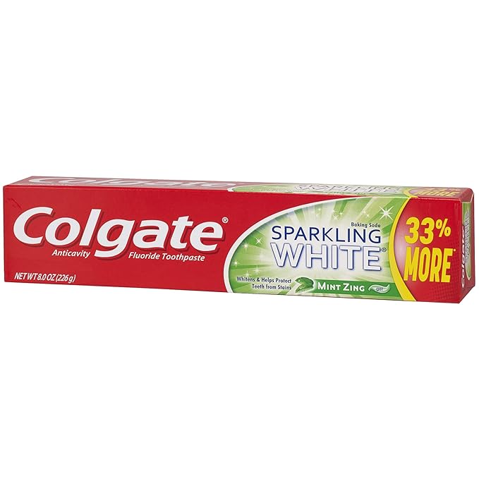 Colgate Sparkling White Whitening Toothpaste, Mint - 8 ounce (6 Pack)