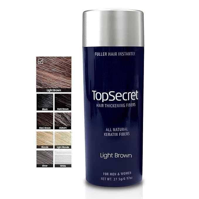 Top Secret Hair Thickening Building Fibers Refills - Undetectable & Natural Hair Filler - for Men & Women - Instantly Fill In Fine Thinning Hair - Weather & Sweat Resistant (Light Brown, Large)