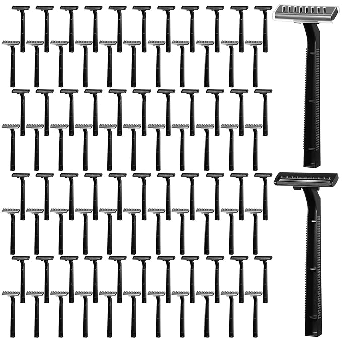 400PCS Twin Blade Disposable Razors with Clear Safety Cap, Plastic Portable Manual Shavers Stainless Steel Blade for Men Women Bathing Homeless Hotel Travel Camping harity Apartment