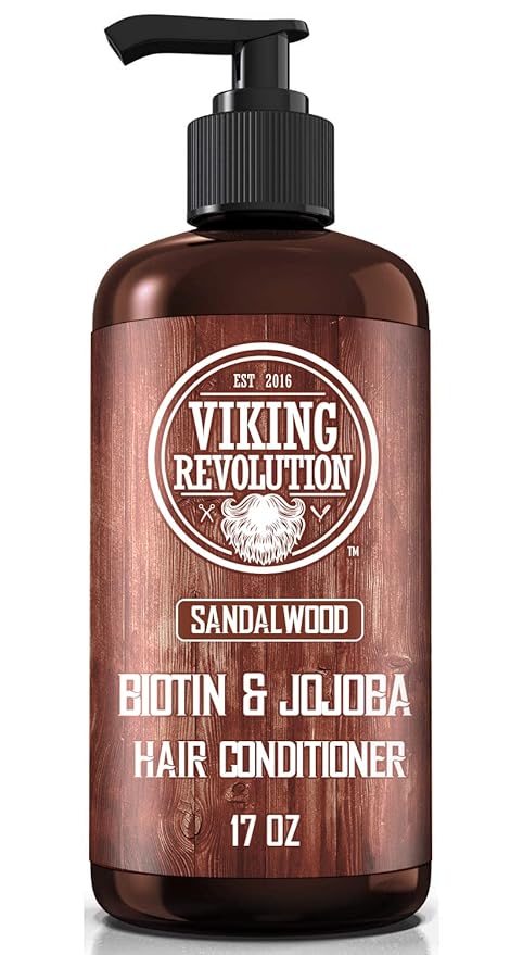 Viking Revolution Sandalwood Shampoo and Conditioner Set with Biotin and Jojoba Oil - Natural Hair Shampoo and Hair Conditioner for Men with Vitamin B5 (17 Oz)