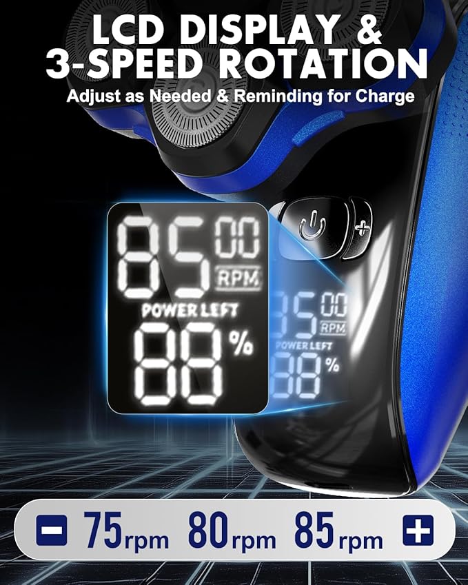 Head Shavers for Bald Men - Magnetic 7D Detachable Head Shaver, 100% Waterproof Wet Dry, Rechargeable Cordless Electric Razor, Rotary Shavers with LED Display, Fast Charging
