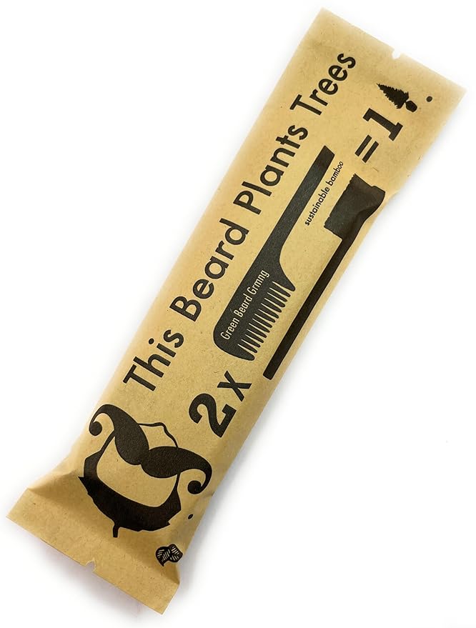 Sapling Grove Mustache Brush & Comb (2 brushes & 2 combs) from Green Beard Grmng - Boar Bristle & Bamboo