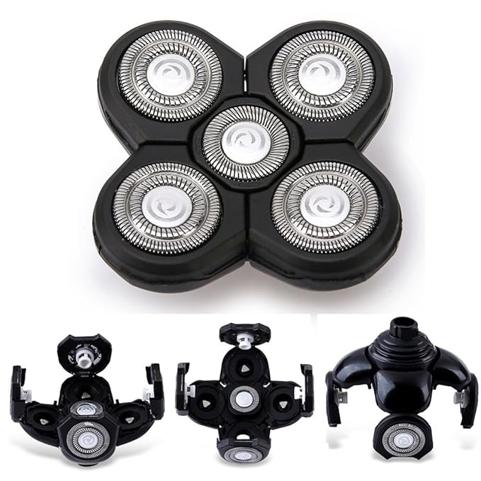 Men Electric Shavers Replacement Heads 5 in 1 Razor Replaceable Alternate Floating Washable Blade Trimmers Head(black)