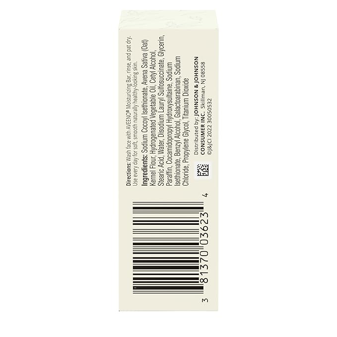 Aveeno Gentle Moisturizing Face Cleansing Bar, Daily Facial Cleanser Bar with Nourishing Oat for Dry Skin, Gently Cleanses & Soothes Skin, Non-Comedogenic & Fragrance-Free, 3.5 oz (Pack Of 8)