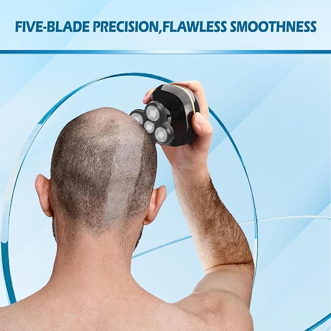 2 Pack Replacement Blades for Freebird Head Shaver | 5-Blade Electric Razor Refills for Bald Men Freedom Grooming + 1 Cleaning Brush