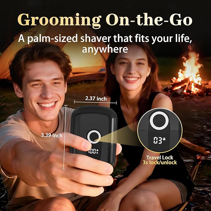 Electric Foil Shaver for Men: Mini Electric Razor for Face/Beard - 3 Floating Blades Cordless Razor with LED Display - IPX7 Waterproof Wet Dry Shaving for Travel & Home, USB Type C