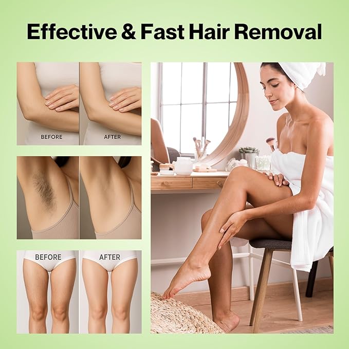 Roll on Wax Kit Aloe Vera Waxing Roller Depilatory for Women & Men Waxing Kit for Hair Removal for Larger Areas at Home with Heater & Strips