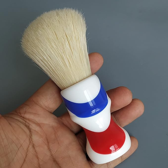 plisoft boar bristle hair shaving brush good backbone with barber pole resin handle has brean in