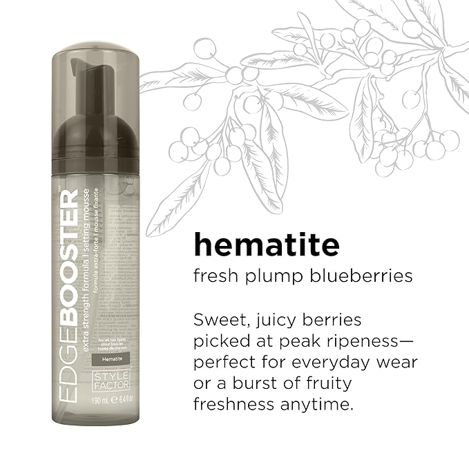 Style Factor EDGE BOOSTER Extra Strength Setting Mousse โ Frizz Control, Extra Volume, and Conditioning โ 6.4oz Hematite Mousse for Curly Hair