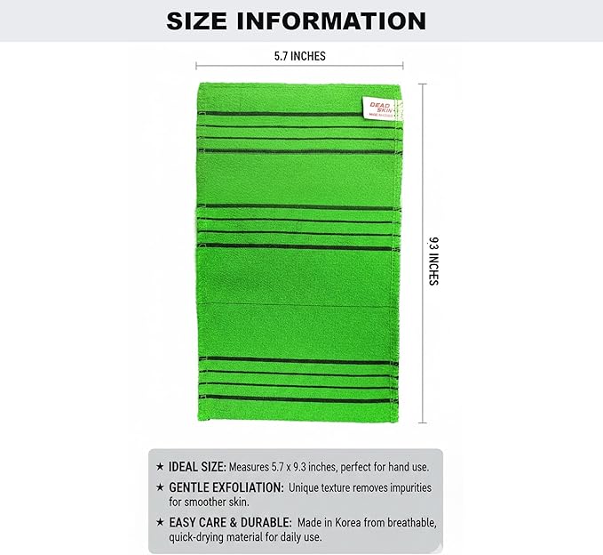 DEAD SKIN Professional Exfoliating Towel Bath Washcloth Mitt Korean Italy Towels (Green 3EA)