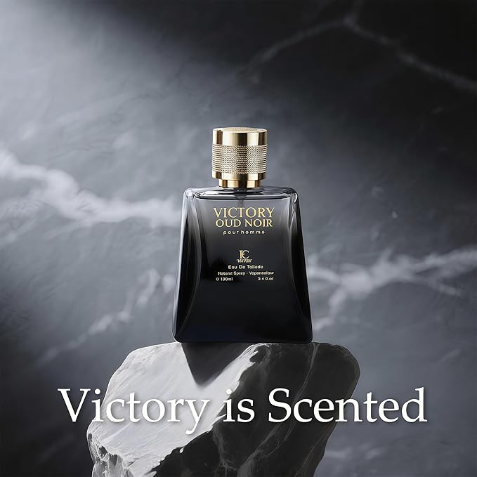 Men's Cologne Eau De Parfume Natural Spray Victory Oud Noir Perfume with Woody Floral & Fruity Masculine Scent 3.4 Fluid Ounce Long Lasting Fragrance