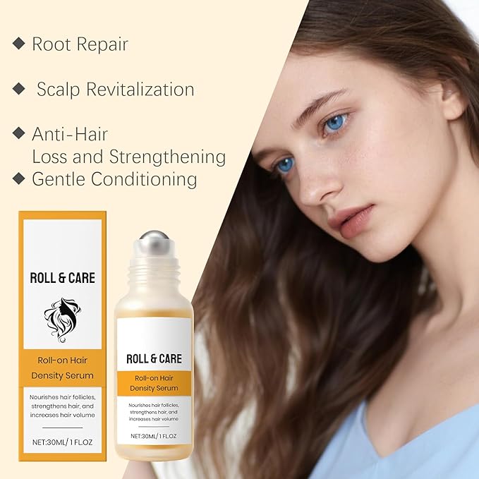 30mL Roll-On Hair Density Serum For Thinning Hair – Anti Hair Loss Treatment With Biotin & Rosemary Oil To Strengthen Roots And Revitalize Scalp