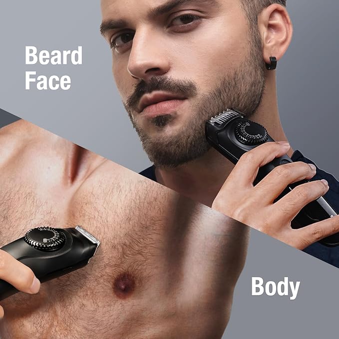 SUPRENT Adjustable Beard Trimmer for Men- Cordless Electric Beard Trimmer with Precision Dial- USB Rechargeable 19 Length Settings- Waterproof Mustache Trimmer for Mens Christmas Gifts