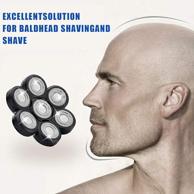 7 Head Shaver Replacement Razor Heads for Many Brands Bald Men's Electric Foil Shaver Replacement,Universal Shaver Replacement Blades for Electric Razor for Men Bald and Face (Black 7 Head/3PCS)