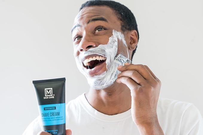 M. Skin Care Men's Caffeinated Shave Cream for Sensitive Skin, Prevent Razor Burn and Irritation