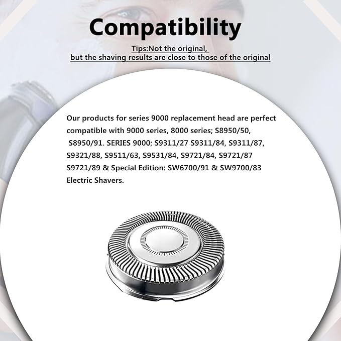 SH90 Replacement Heads Compatible with Philips Norelco Series 9000 Series 8000 S9511 S8950 S9311 Shaving Head Cutter, Upgrade 9000 replacement blades,6 Pieces
