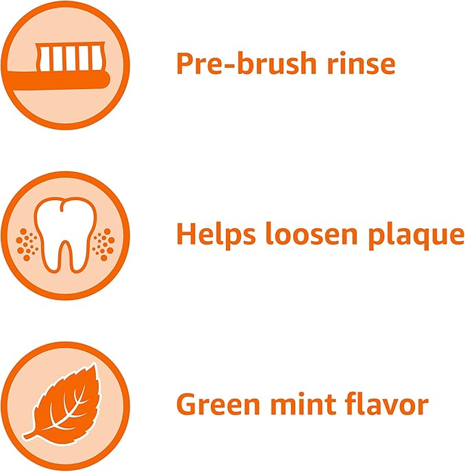 Amazon Basics Pre-Brush Dental Rinse, Green Mint Flavor, Loosens Plaque Before Brushing, 24 Fluid Ounces, 1-Pack (Previously Solimo)