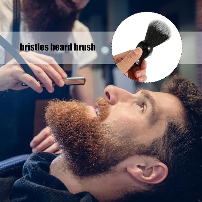 Hemoton Men S Beard Brush Double Colored Nylon Bristles Synthetic Shaving Brush 4 Inch Handle Grooming Tool for Beard Cleaning and Lathering Travel and Salon Use