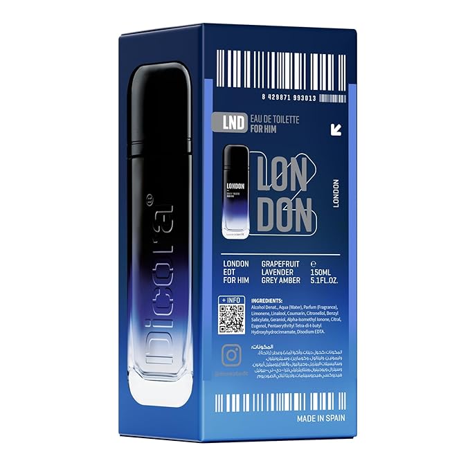 Dicora Urban Fit London Cologne for Men - Notes of Grapefruit, Sea Notes, Lavender, Laurel Leaves, White Moss, and Grey Amber - 5.07 oz EDT Spray