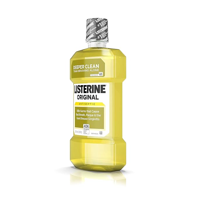 Listerine Original Oral Care Antiseptic Mouthwash with Germ-Killing Formula to Fight Bad Breath, Plaque and Gingivitis, 500 mL