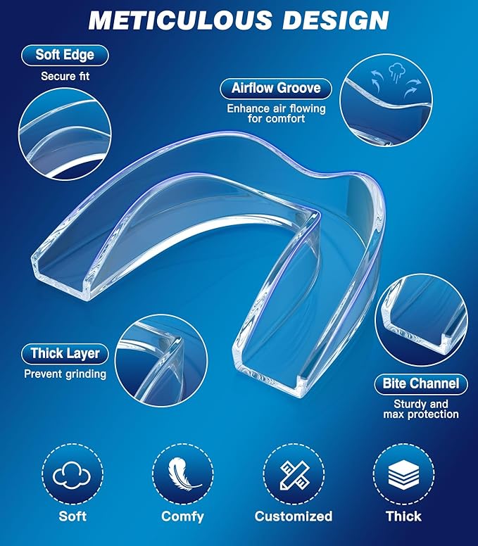 Anti Grinding Guard,Teeth Grinding Mouth Guard for Sleep,Night Guards for Teeth Grinding,4 Pack/2 Size,Transparent