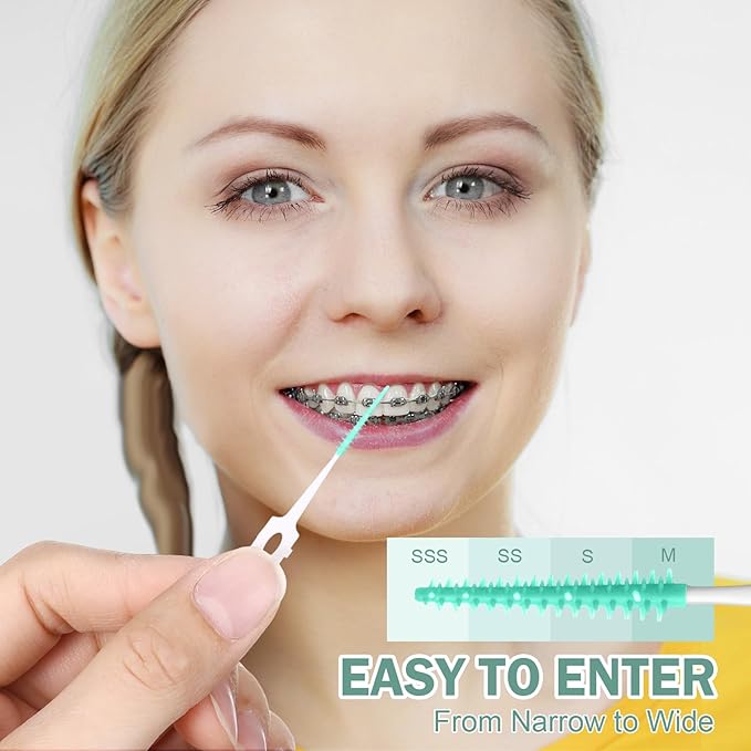 600 Pcs Dual-use Soft Interdental Brushes Disposable Picks for Teeth Dental Floss Picks with Case Dental Braces Brush for Teeth Cleaning and Health