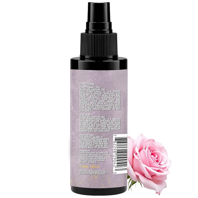 Lion Locs Rosewater Moisturizing Spray for Locs and Skin | Organic Vegan Conditioner Rose Water for All Hair Types.