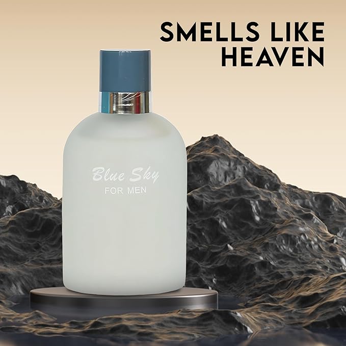 Blue Sky For Men - Aromatic Scents With Finest Oils For Men And Women - Enchanting Fragrance With Fruity, Floral Scent - 3.4oz Bottle Complete With Shiny Suede Pouch