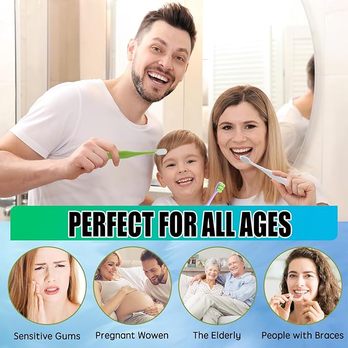 6 Pack Extra Soft Toothbrushes for Adults - 10,000 Ultra Soft Bristles for Sensitive Teeth & Receding Gums | Dentist Recommended Gentle Cleaning | BPA-Free | Colors May Vary